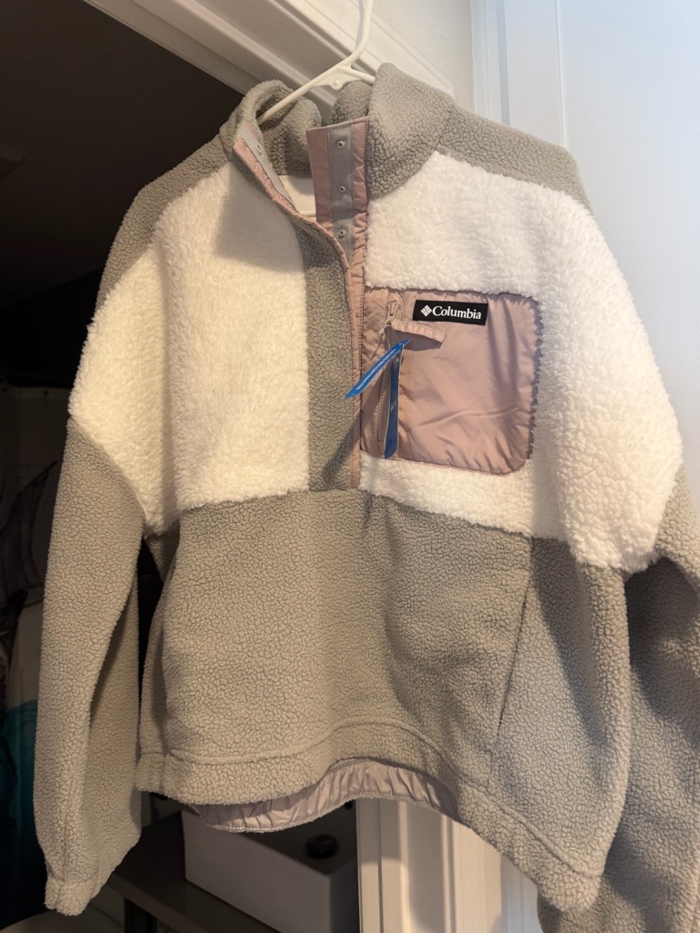 Columbia Sherpa Pullover - Cream & grey